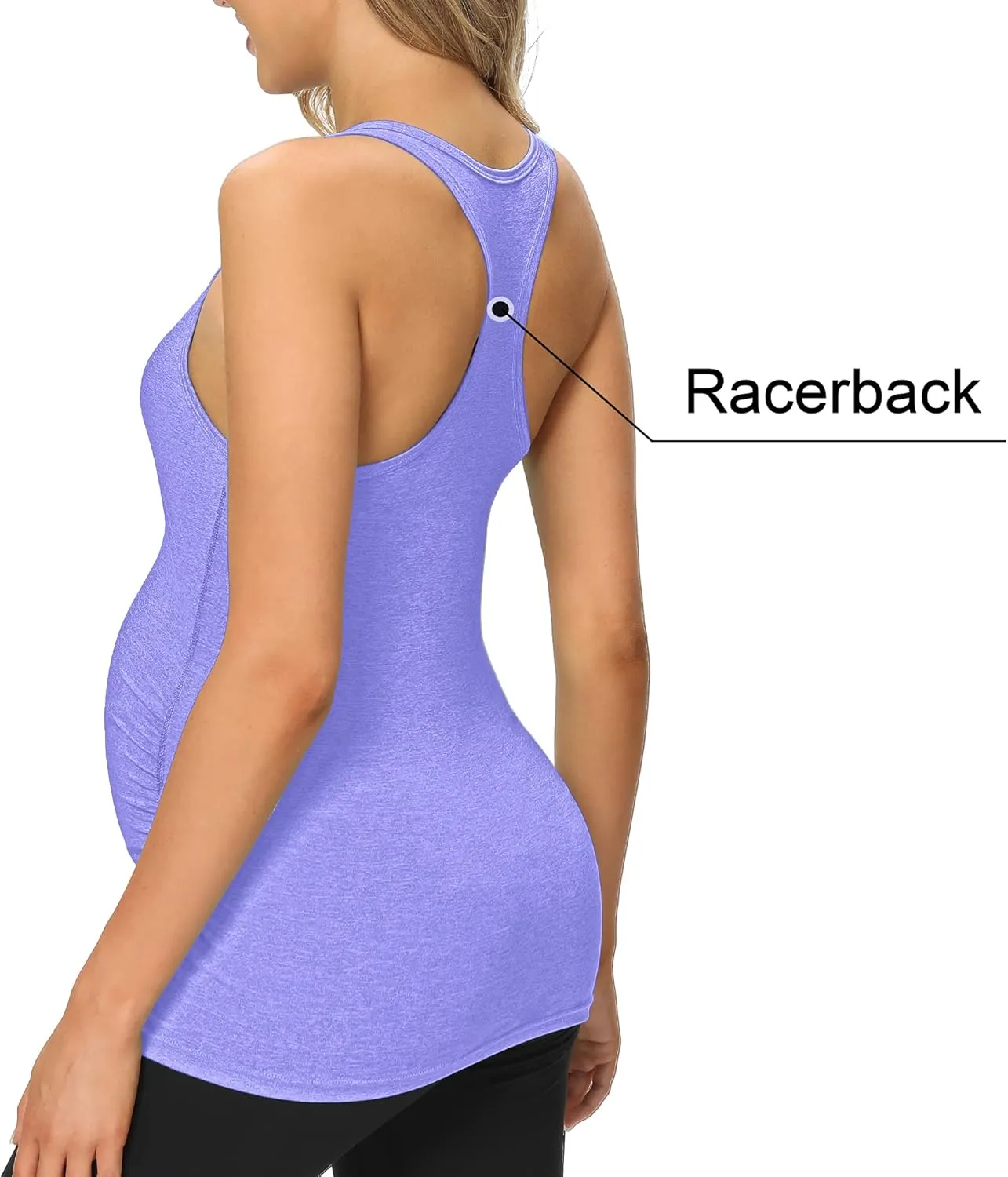 fitglam Women's Maternity Tank Tops Workout Active Athletic Yoga Sleeveless Shirts Pregnancy Racerback Activewear Clothes