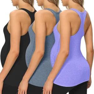 fitglam Women's Maternity Tank Tops Workout Active Athletic Yoga Sleeveless Shirts Pregnancy Racerback Activewear Clothes