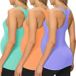 fitglam Women's Maternity Tank Tops Workout Active Athletic Yoga Sleeveless Shirts Pregnancy Racerback Activewear Clothes