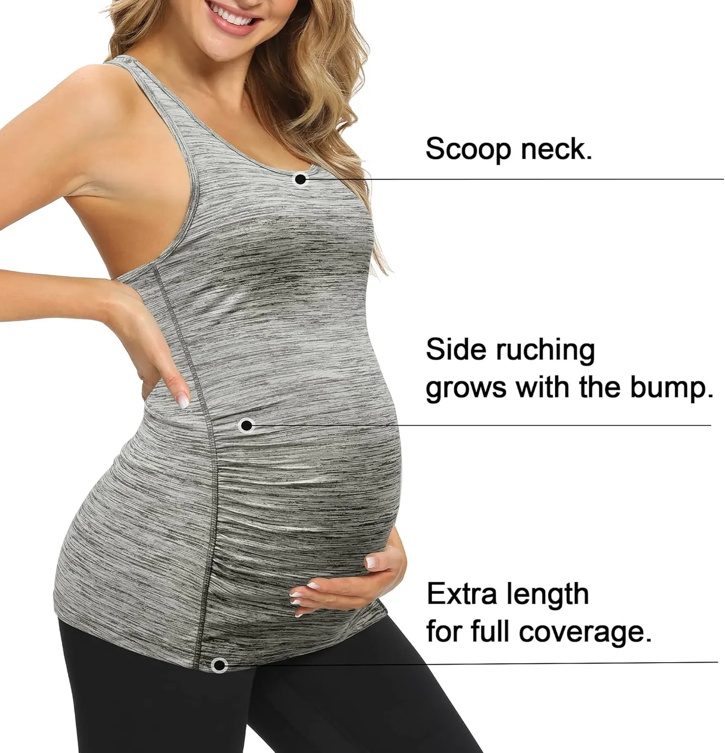 fitglam Women's Maternity Tank Tops Workout Active Athletic Yoga Sleeveless Shirts Pregnancy Racerback Activewear Clothes