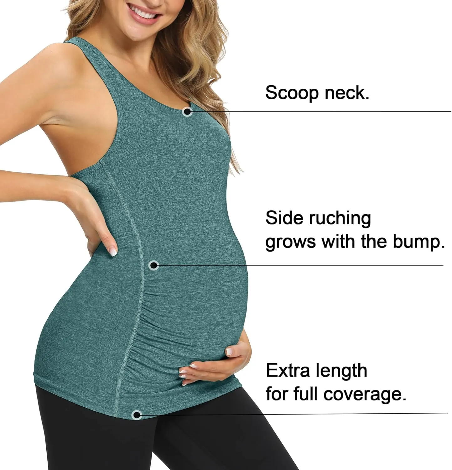 fitglam Women's Maternity Tank Tops Workout Active Athletic Yoga Sleeveless Shirts Pregnancy Racerback Activewear Clothes