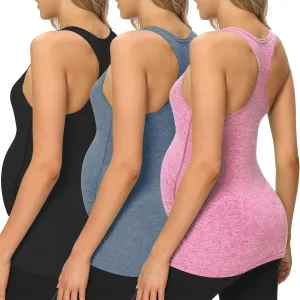 fitglam Women's Maternity Tank Tops Workout Active Athletic Yoga Sleeveless Shirts Pregnancy Racerback Activewear Clothes