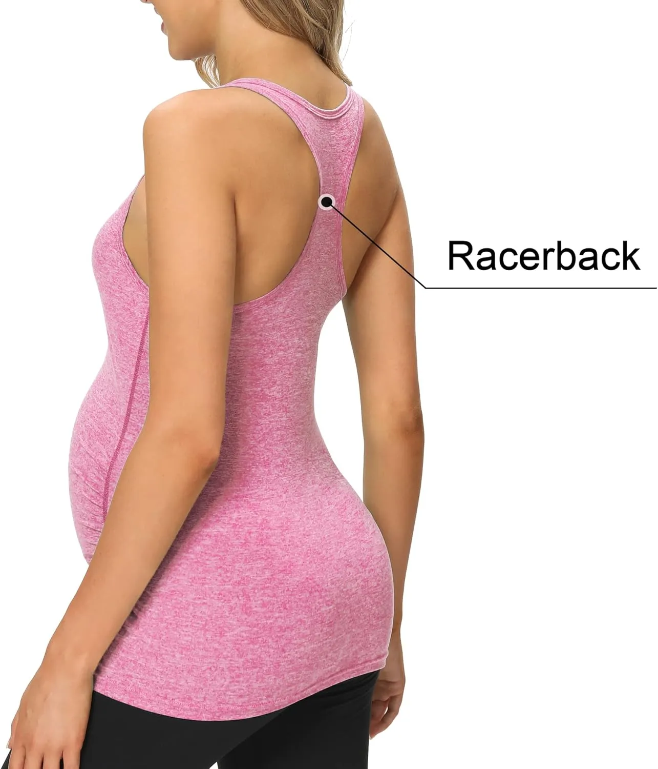 fitglam Women's Maternity Tank Tops Workout Active Athletic Yoga Sleeveless Shirts Pregnancy Racerback Activewear Clothes