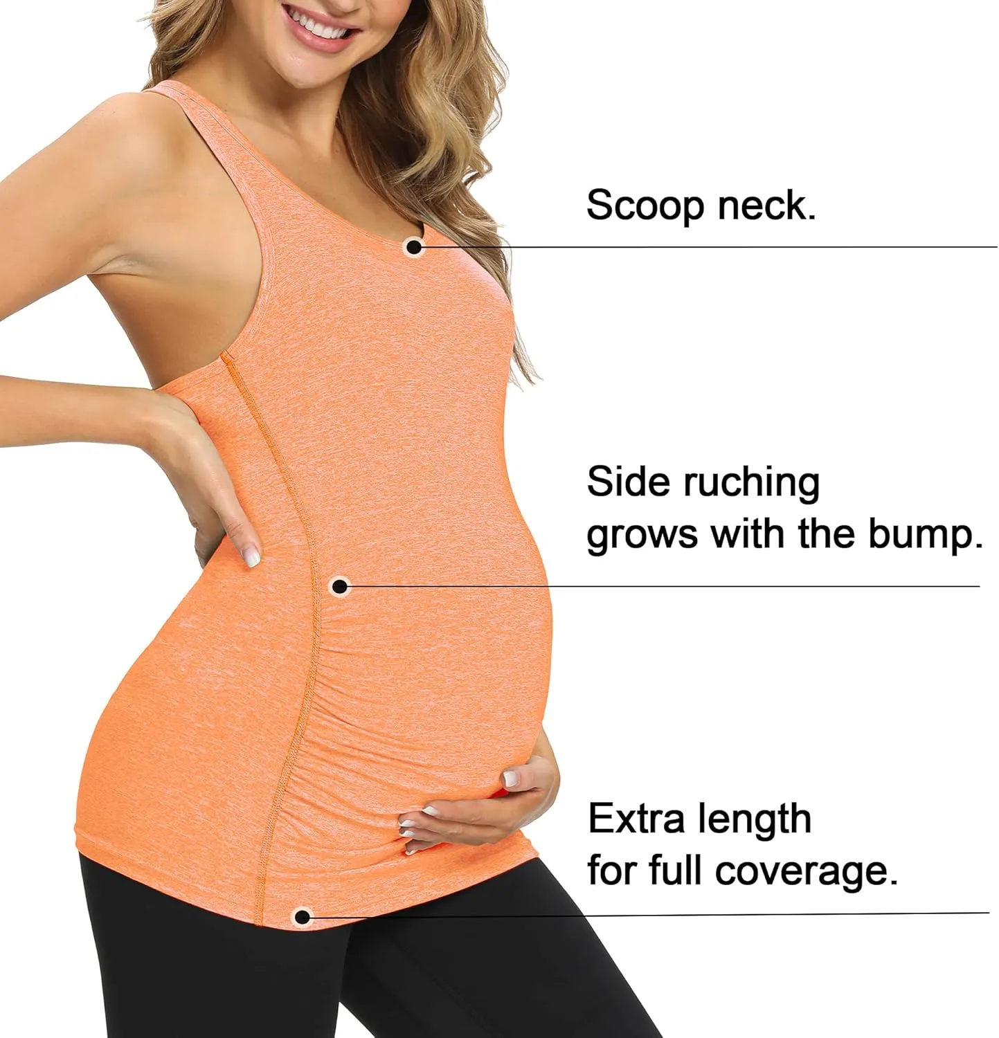 fitglam Women's Maternity Tank Tops Workout Active Athletic Yoga Sleeveless Shirts Pregnancy Racerback Activewear Clothes