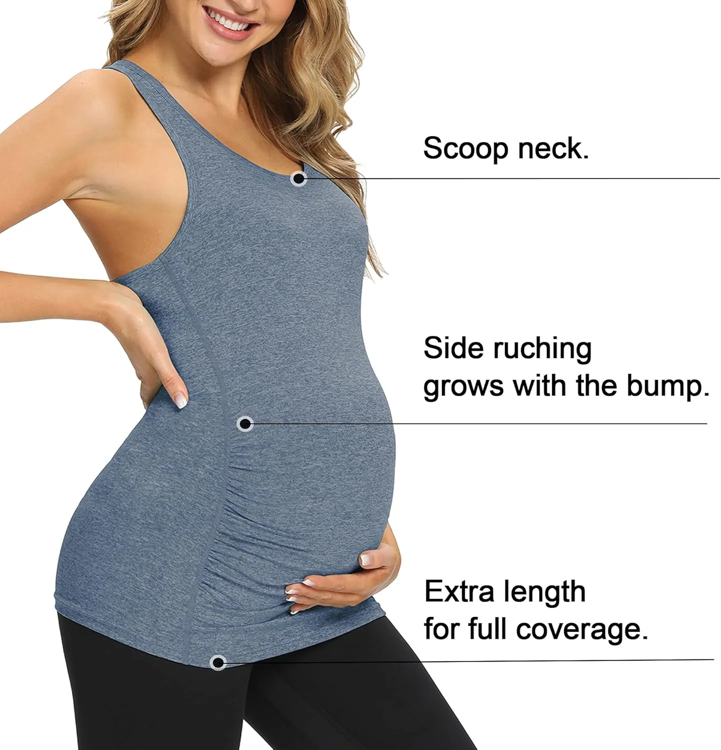 fitglam Women's Maternity Tank Tops Workout Active Athletic Yoga Sleeveless Shirts Pregnancy Racerback Activewear Clothes