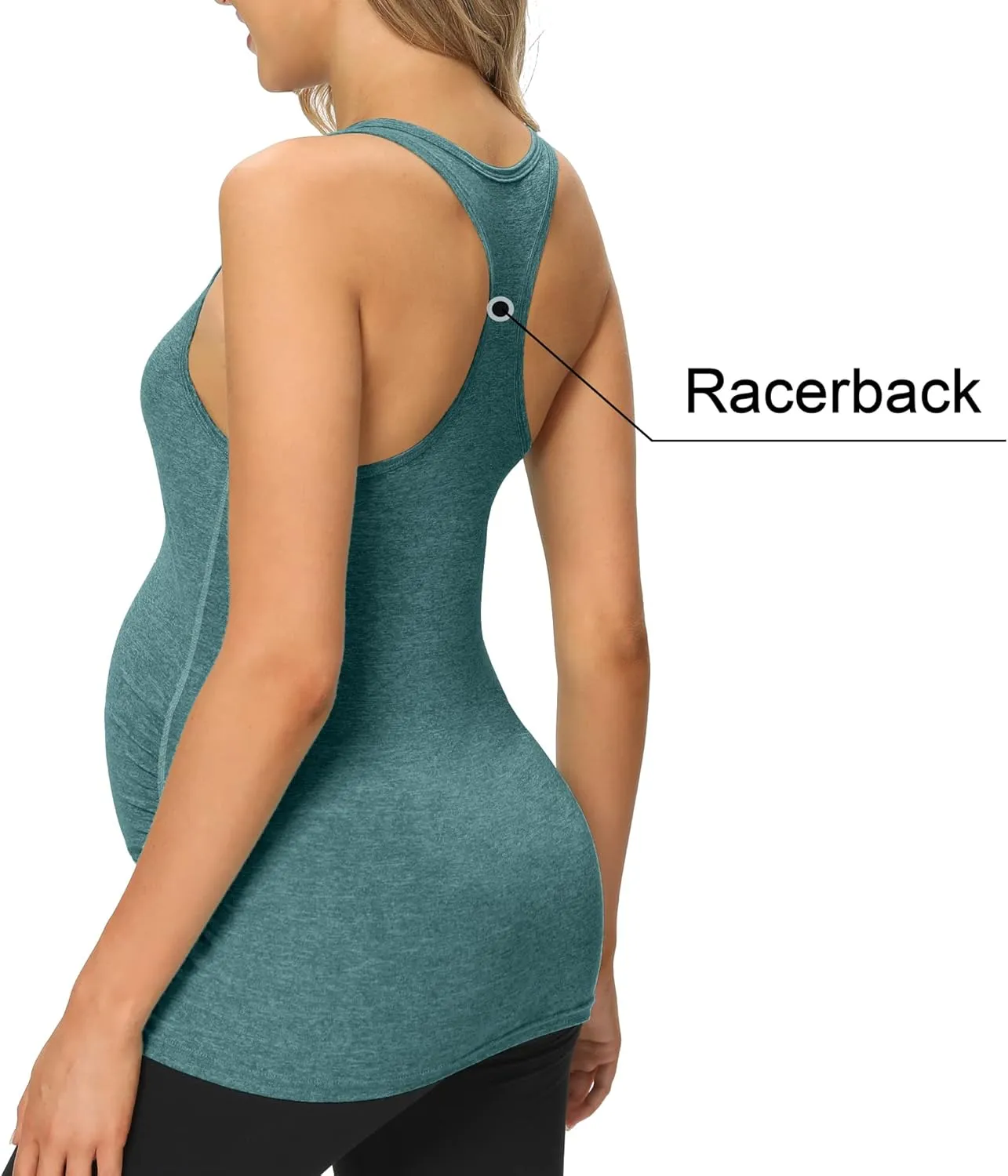 fitglam Women's Maternity Tank Tops Workout Active Athletic Yoga Sleeveless Shirts Pregnancy Racerback Activewear Clothes