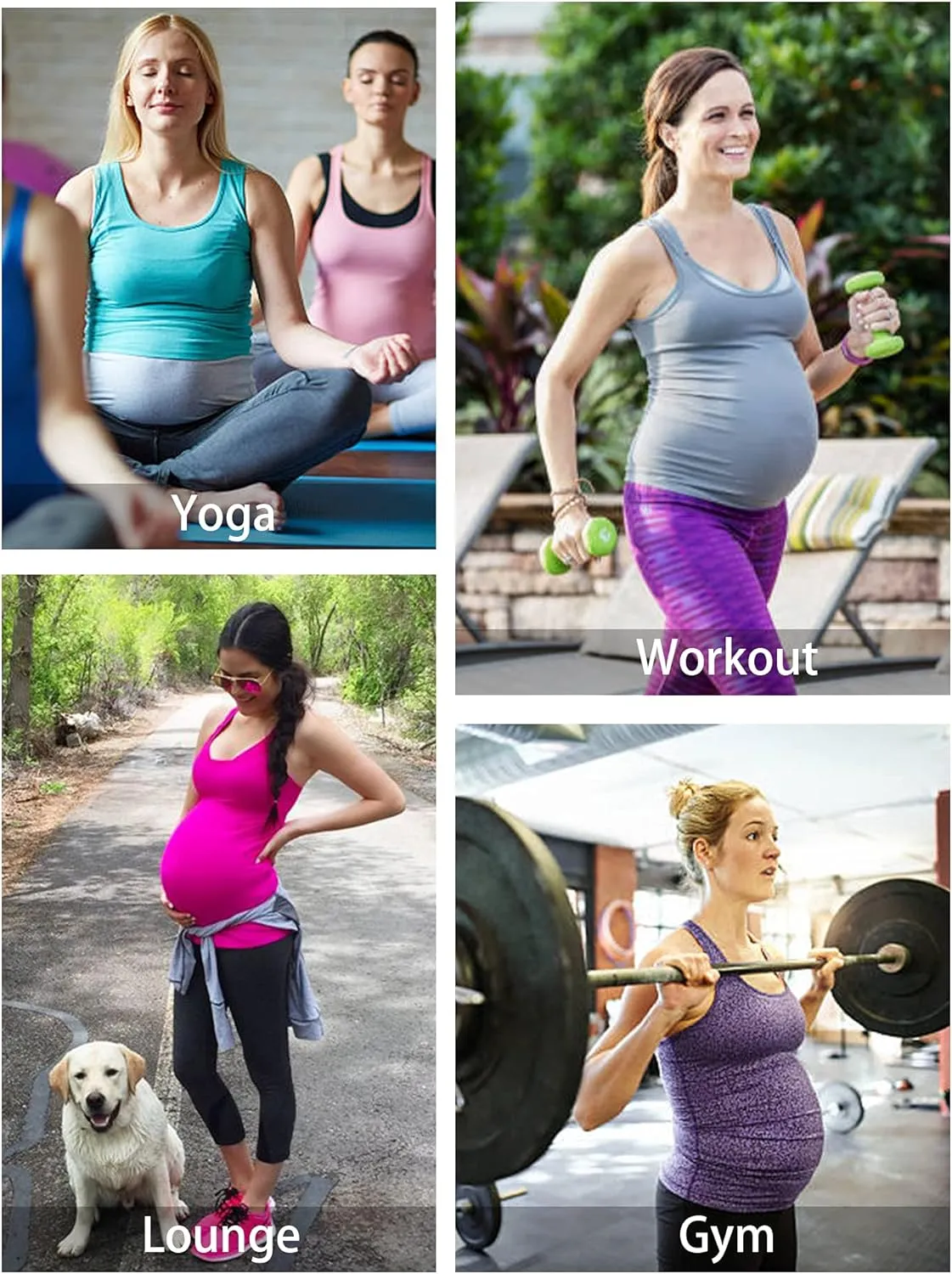 fitglam Women's Maternity Tank Tops Workout Active Athletic Yoga Sleeveless Shirts Pregnancy Racerback Activewear Clothes