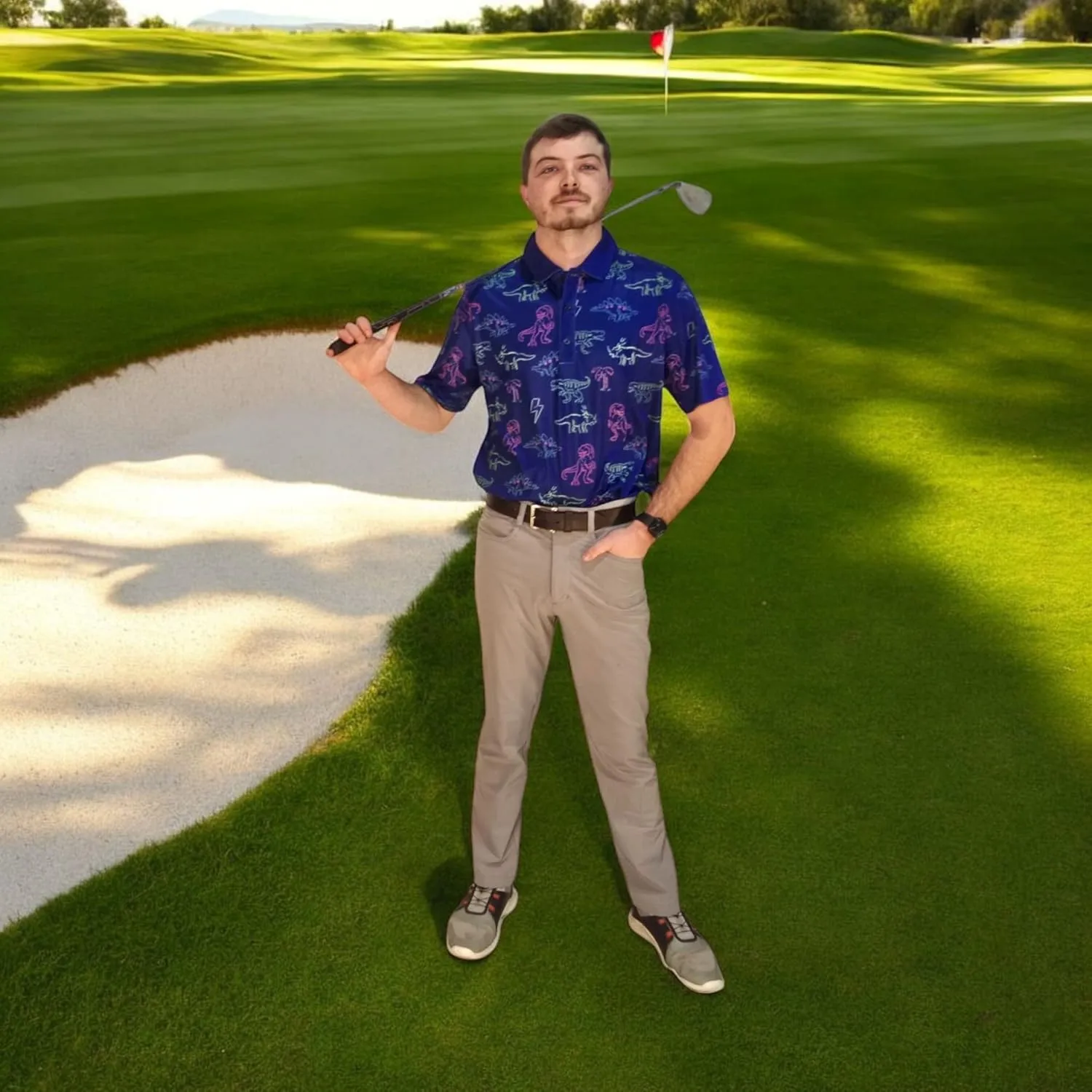 Funny Golf Polo Men Shirts - Short Sleeve UPF Quick Dry Fit Performance Moisture Wicking Stretch Crazy Summer Casual Tropical