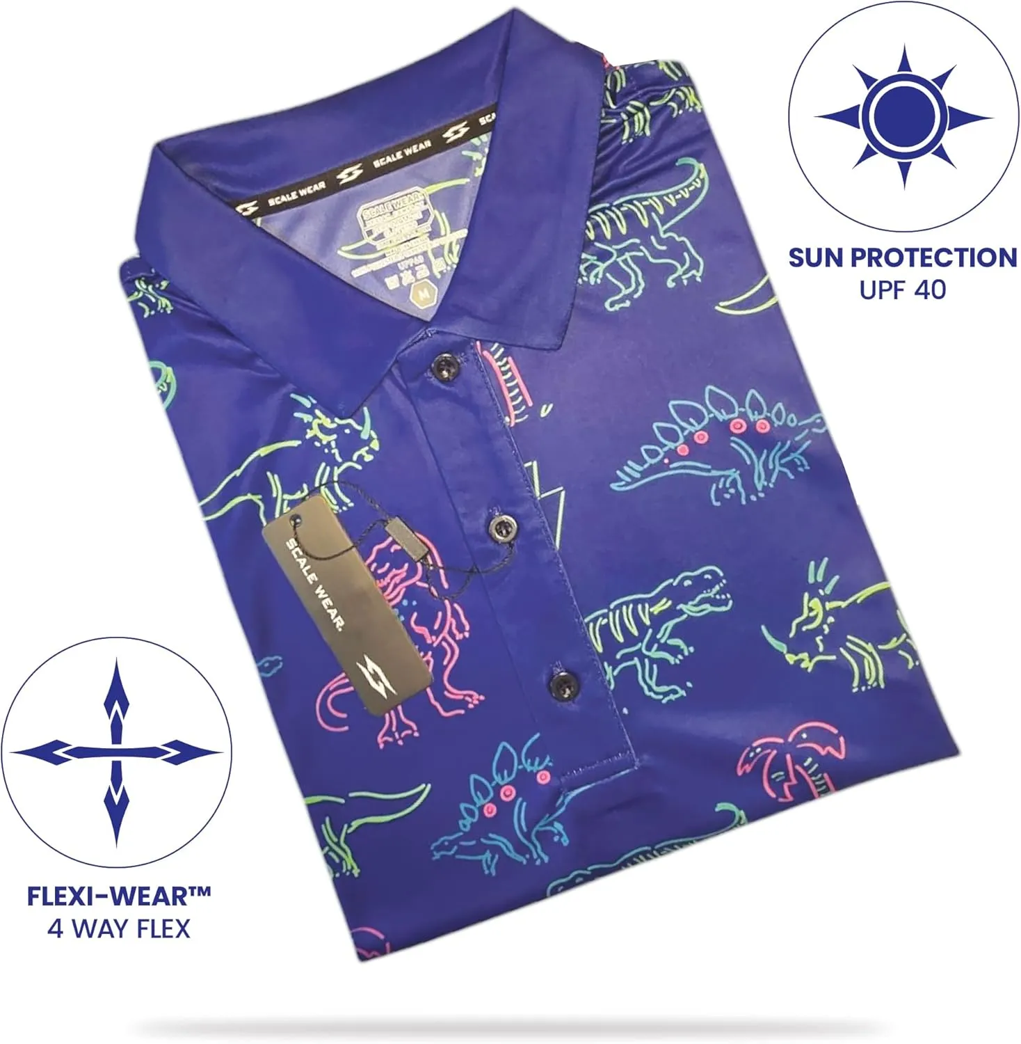 Funny Golf Polo Men Shirts - Short Sleeve UPF Quick Dry Fit Performance Moisture Wicking Stretch Crazy Summer Casual Tropical