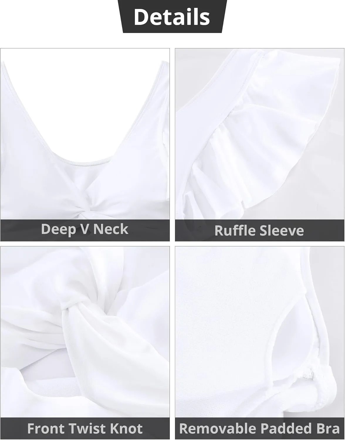 GRAPENT Tankini Tops for Women Swimwear Top Only Ruffle Bathing Suit Cut Out Long Bikini Tops Swimsuit Beach Resort Wear