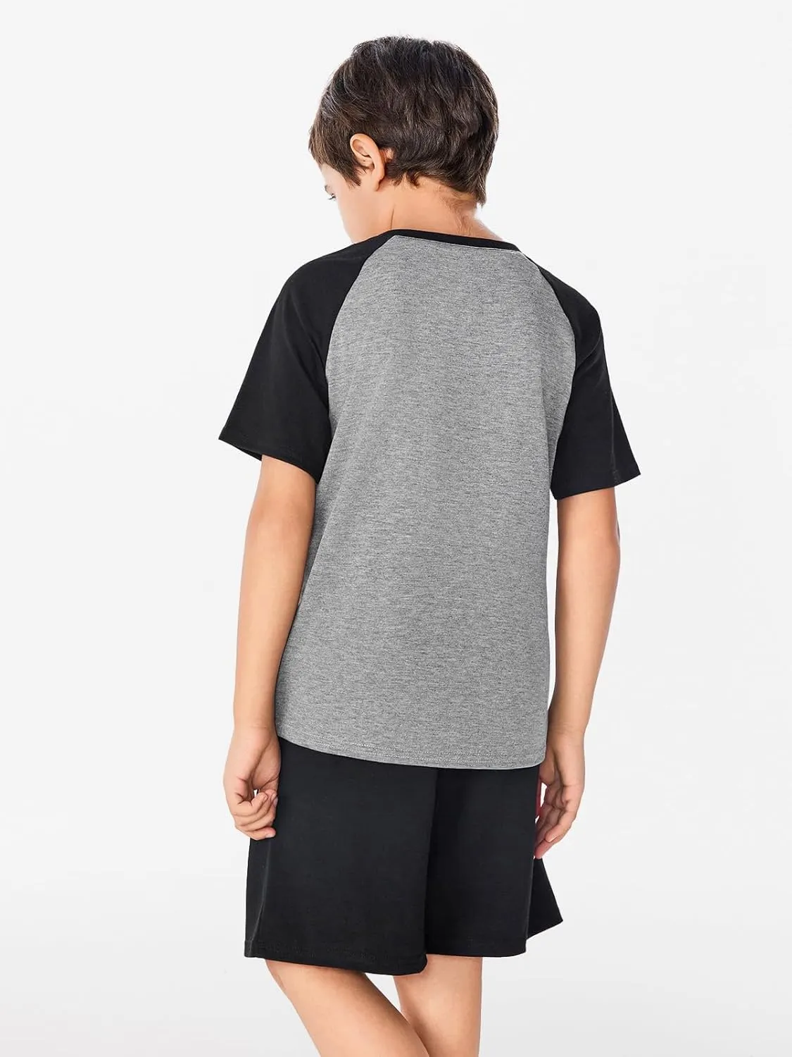 Haloumoning Boys Active Short Sets Short Sleeve Raglan T Shirt Tops and Shorts Kids 2 Piece Summer Outfits 4-14 Years