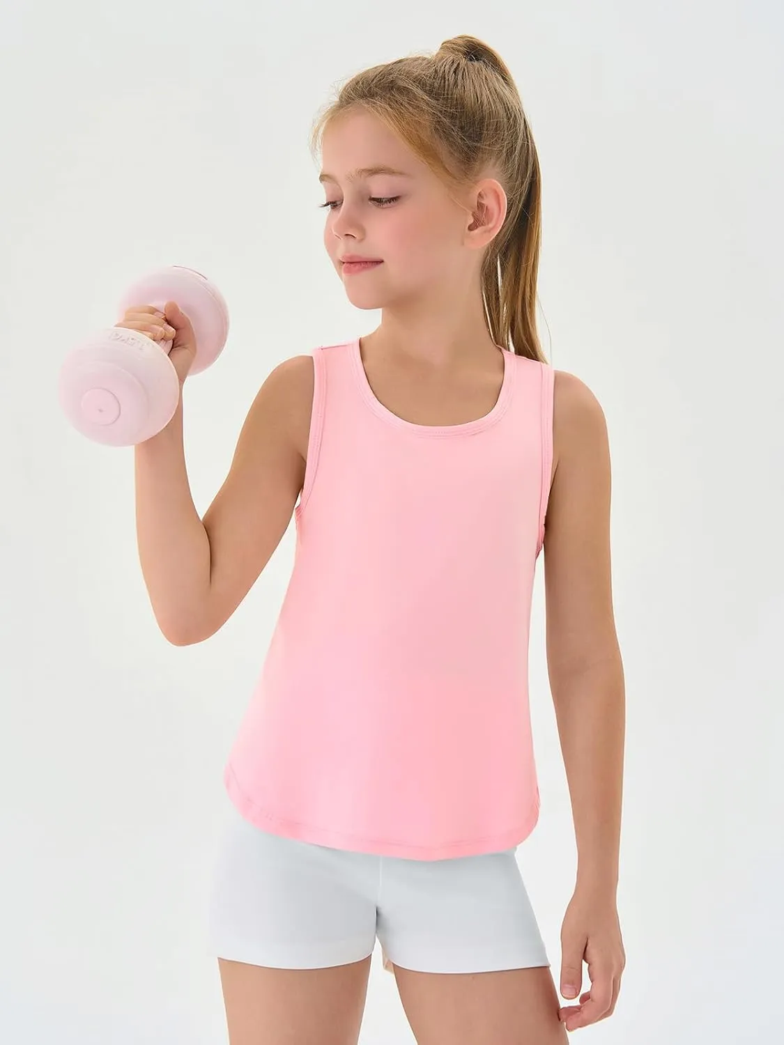 Haloumoning Girls Athletic Tank Tops Kids Racerback Sleeveless Workout Running Sports Shirts 5-14 Years