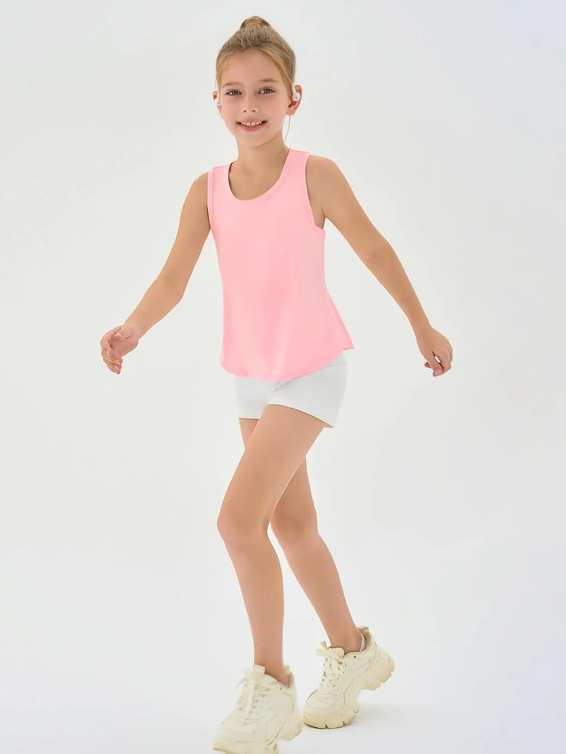 Haloumoning Girls Athletic Tank Tops Kids Racerback Sleeveless Workout Running Sports Shirts 5-14 Years