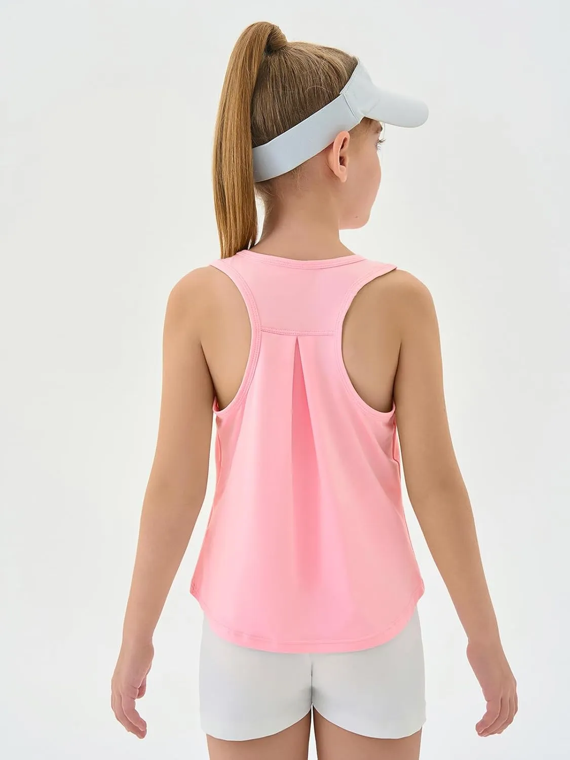 Haloumoning Girls Athletic Tank Tops Kids Racerback Sleeveless Workout Running Sports Shirts 5-14 Years