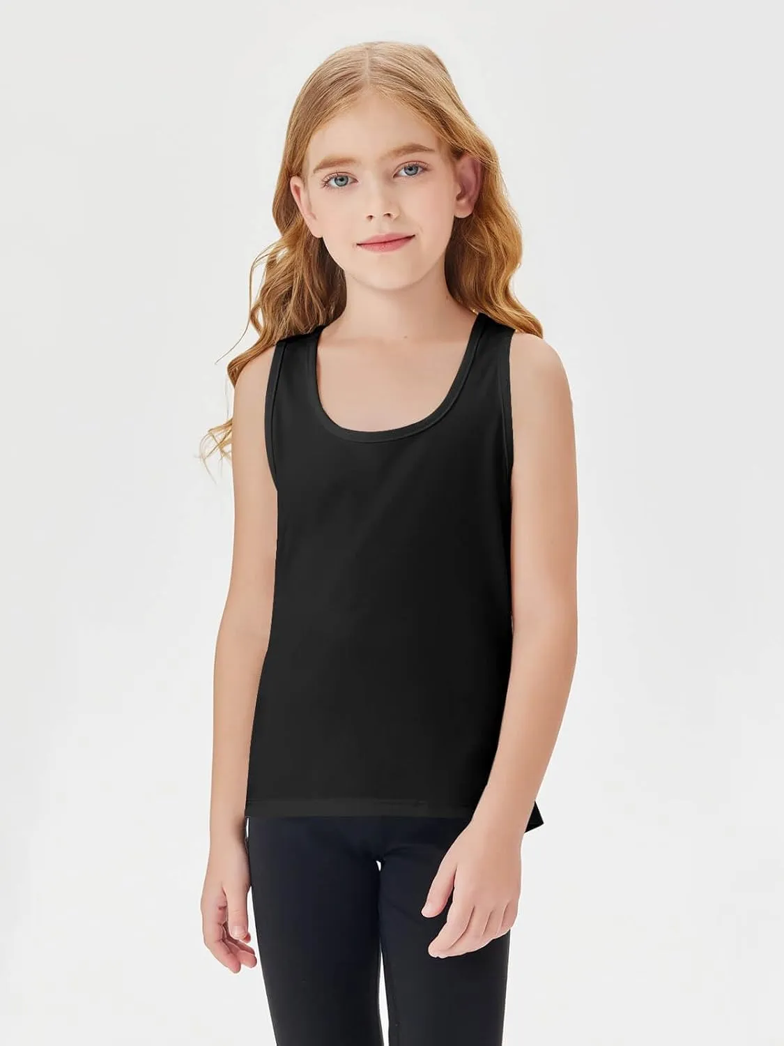 Haloumoning Girls Athletic Tank Tops Racerback Sleeveless Dry Fit Active Sports Running Yoga Shirts