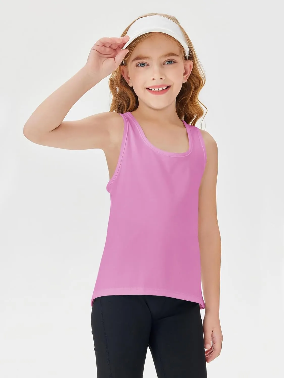 Haloumoning Girls Athletic Tank Tops Racerback Sleeveless Dry Fit Active Sports Running Yoga Shirts