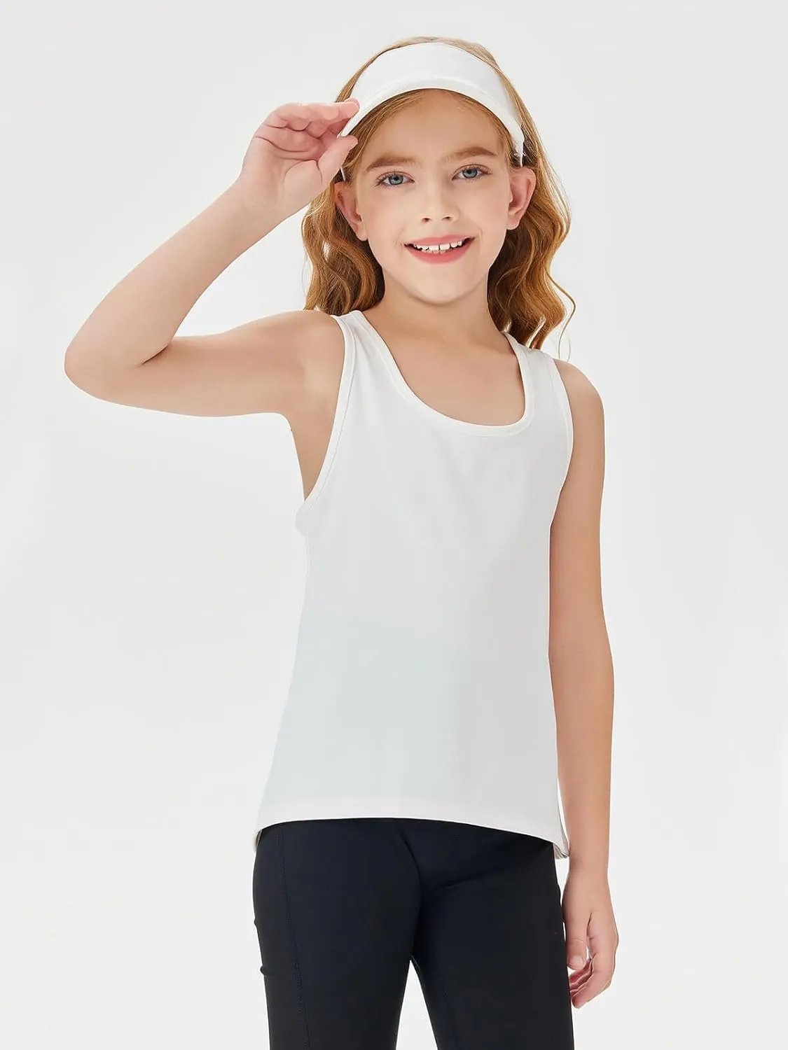 Haloumoning Girls Athletic Tank Tops Racerback Sleeveless Dry Fit Active Sports Running Yoga Shirts