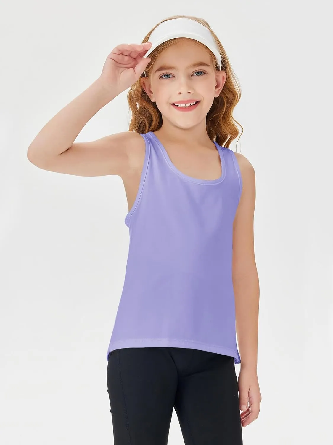 Haloumoning Girls Athletic Tank Tops Racerback Sleeveless Dry Fit Active Sports Running Yoga Shirts