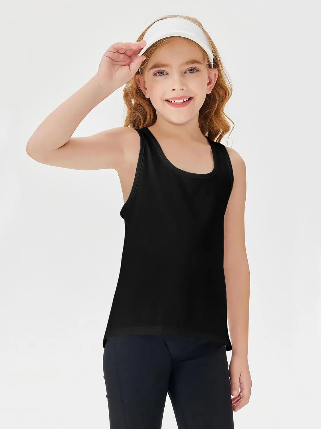 Haloumoning Girls Athletic Tank Tops Racerback Sleeveless Dry Fit Active Sports Running Yoga Shirts
