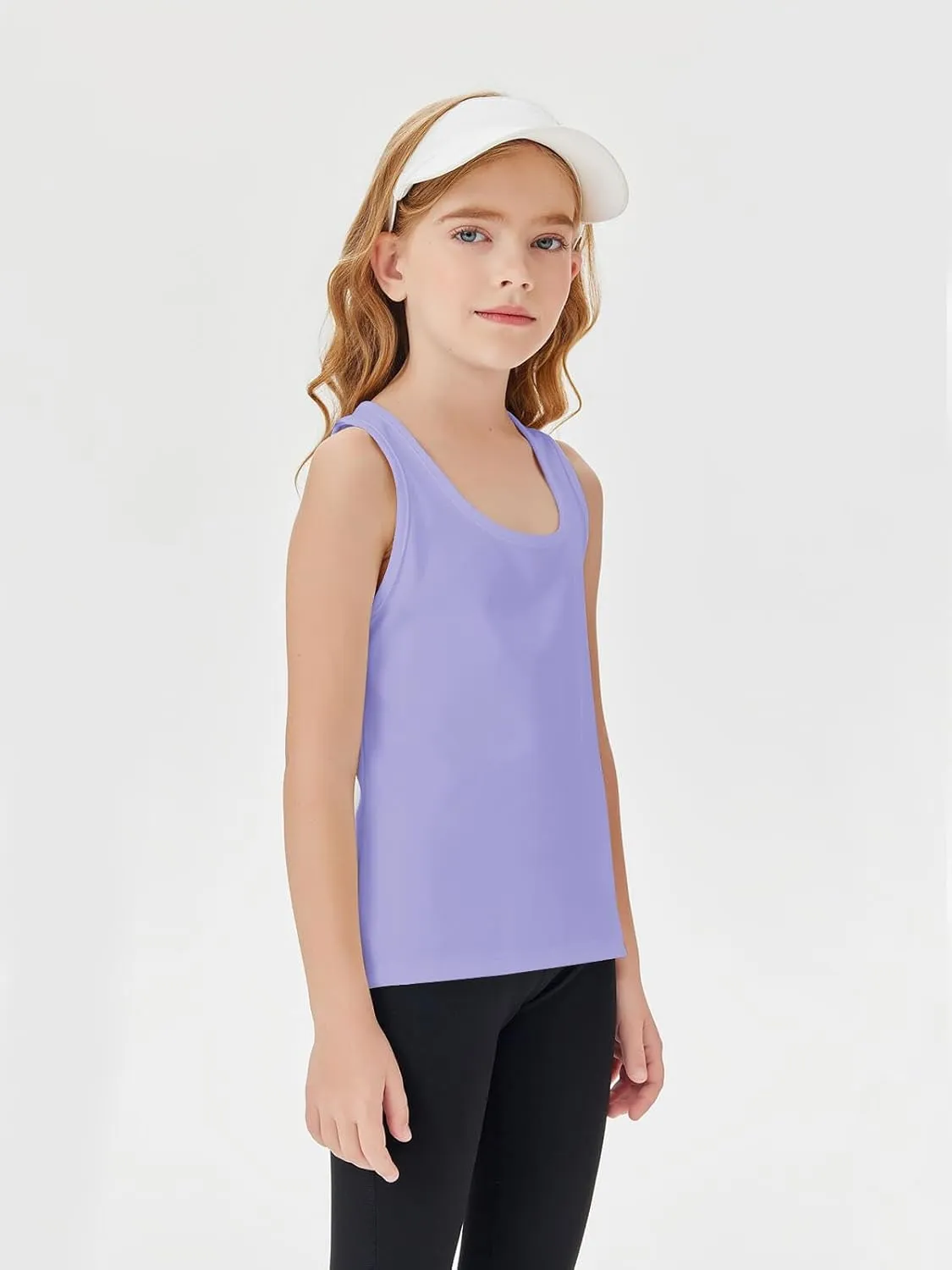 Haloumoning Girls Athletic Tank Tops Racerback Sleeveless Dry Fit Active Sports Running Yoga Shirts