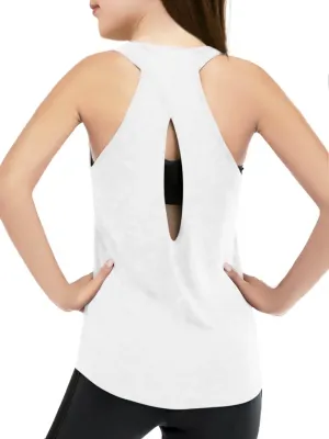 Haloumoning Girls Athletic Tank Tops Racerback Sleeveless Dry Fit Active Sports Running Yoga Shirts