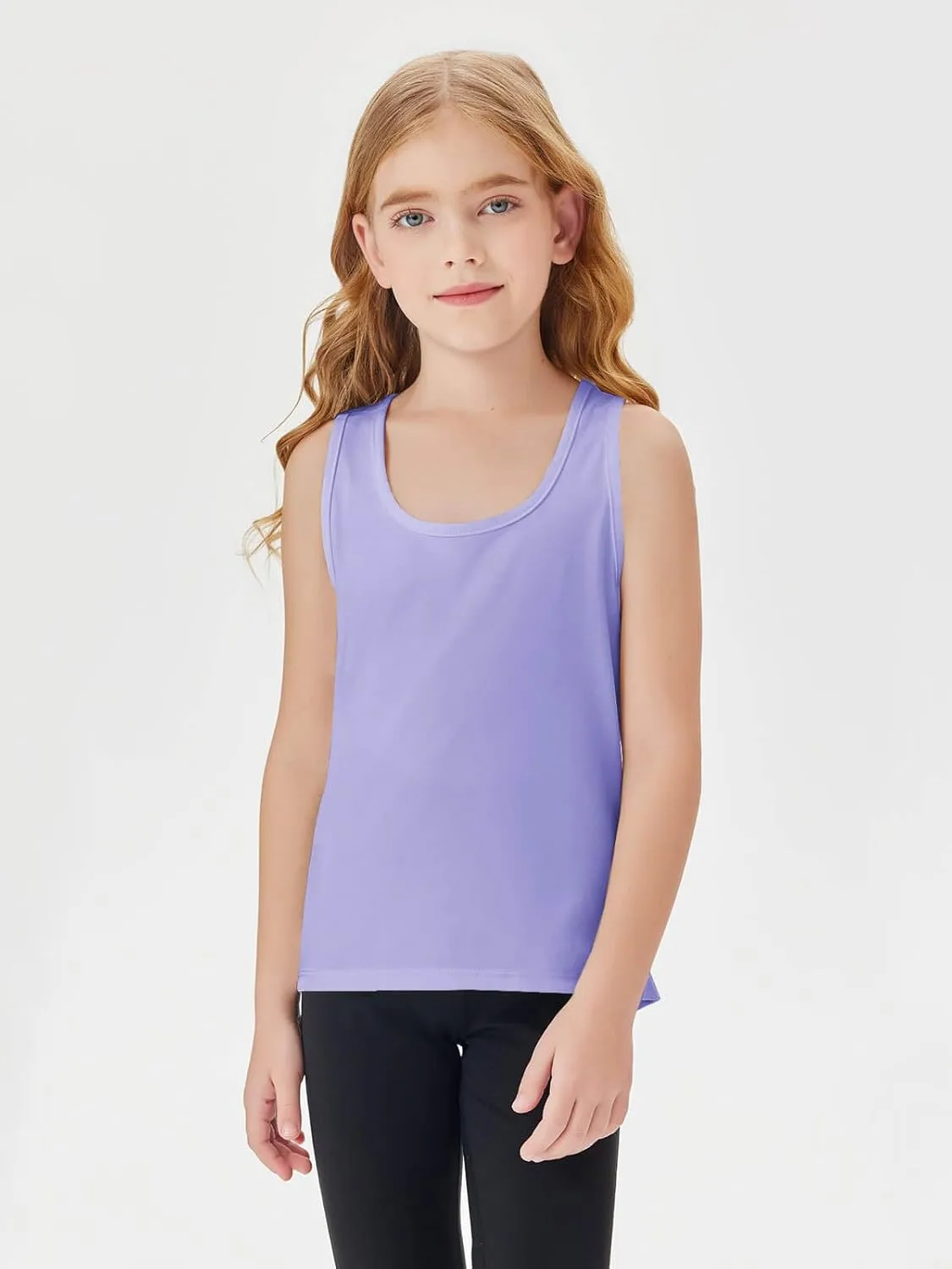 Haloumoning Girls Athletic Tank Tops Racerback Sleeveless Dry Fit Active Sports Running Yoga Shirts