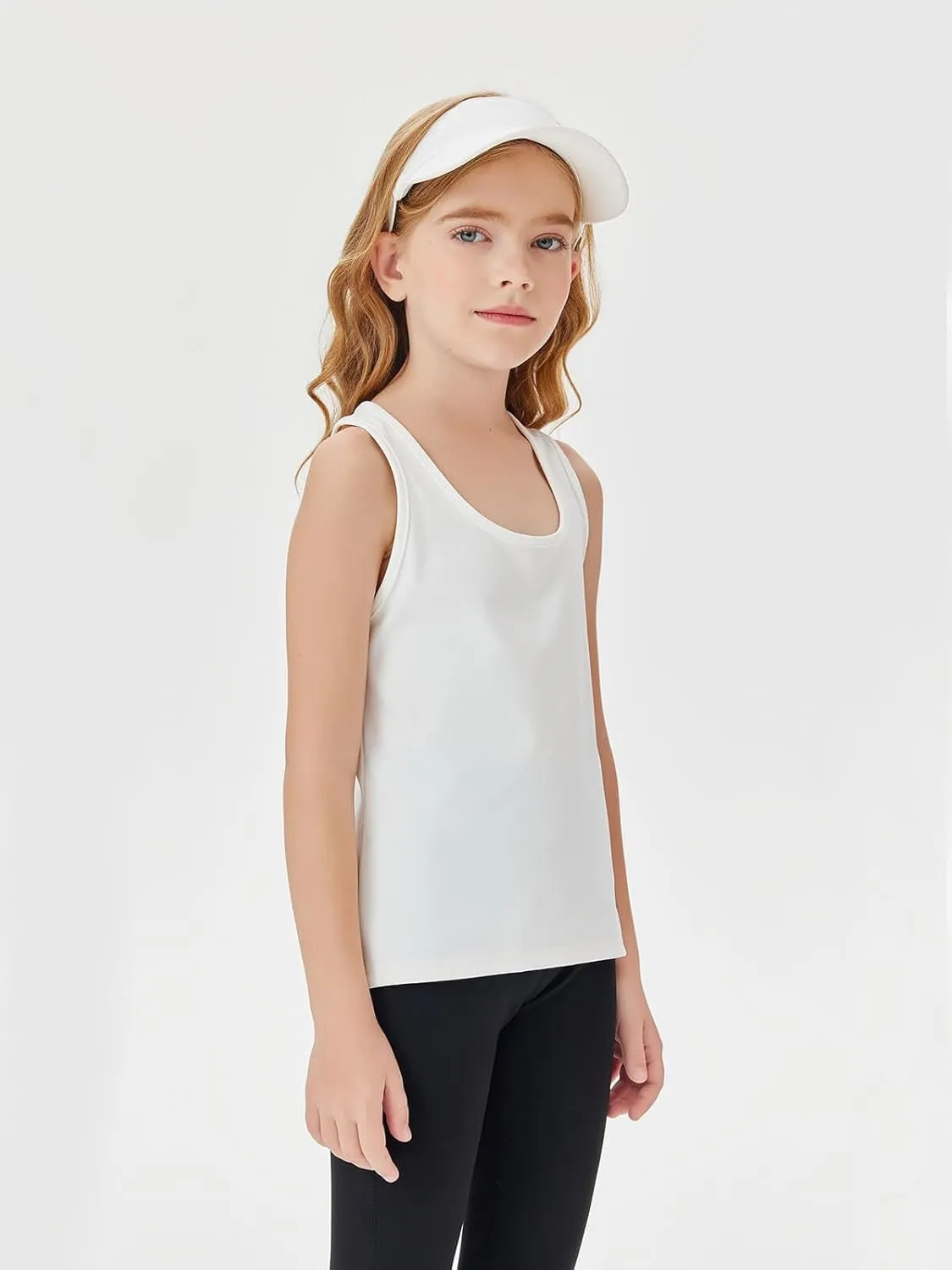 Haloumoning Girls Athletic Tank Tops Racerback Sleeveless Dry Fit Active Sports Running Yoga Shirts