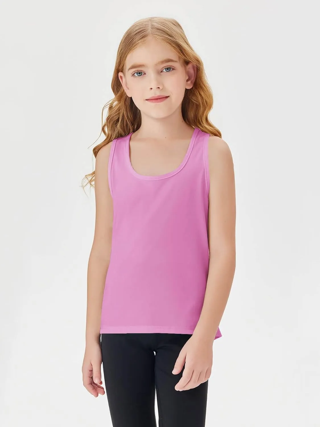 Haloumoning Girls Athletic Tank Tops Racerback Sleeveless Dry Fit Active Sports Running Yoga Shirts