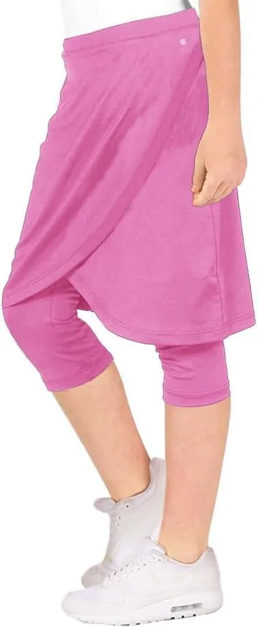 Haloumoning Girls Elastic Waist Knee Length Skirts with Leggings Kids Cute Active Golf Tennis Skorts 4-14 Years