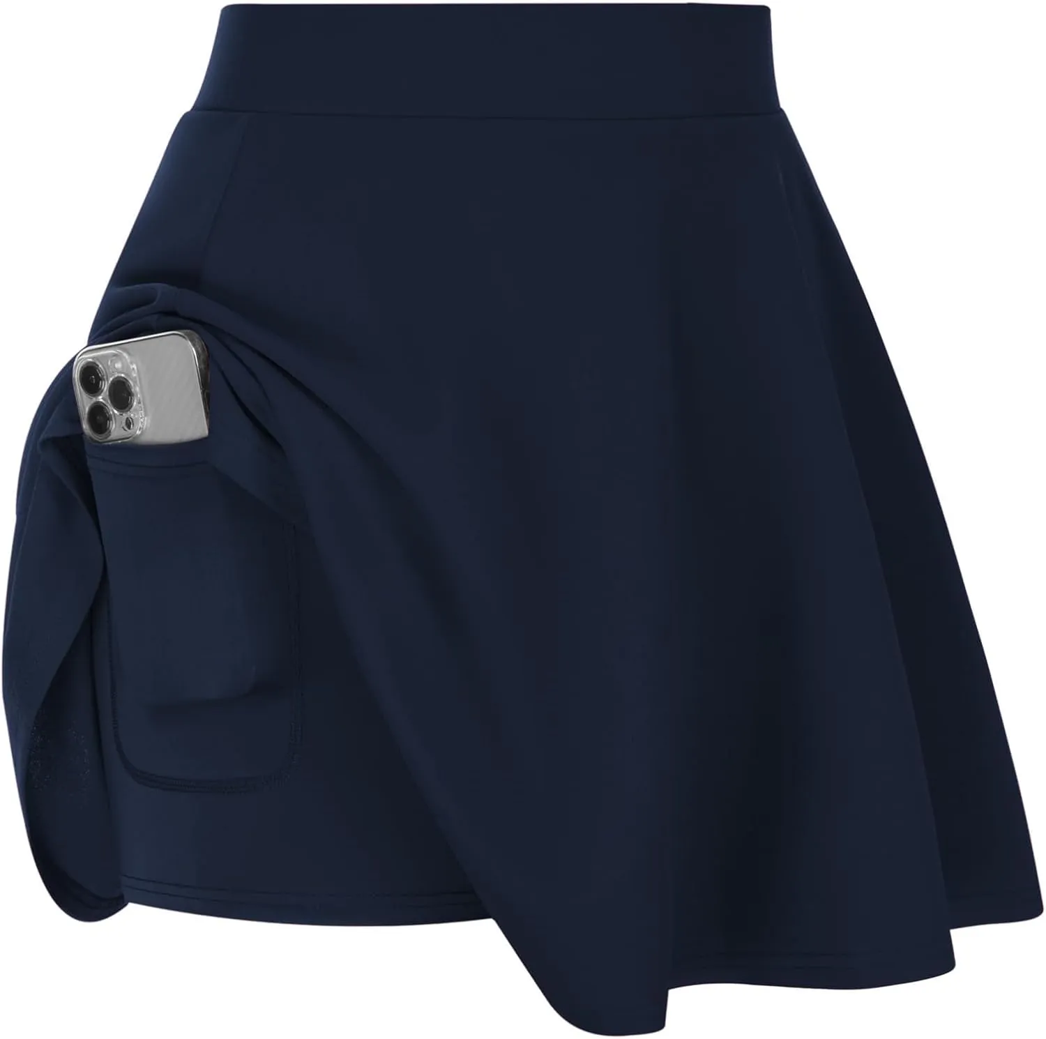 Hanna Nikole Women Plus Size Casual Mini Skater Skirt Elastic Lining High Waist Basic Flared Skorts Pleated with Pocket