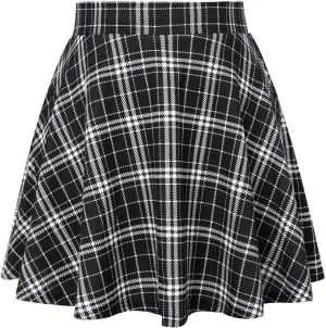 Hanna Nikole Women Plus Size Casual Mini Skater Skirt Elastic Lining High Waist Basic Flared Skorts Pleated with Pocket