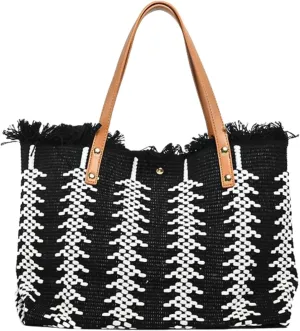 Hobo Bag for Women,Color-Block Beach Shoulder Bag with Magnetic Closure,Reusable Shopping Tote for Vacation Outings