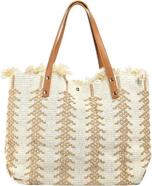 Hobo Bag for Women,Color-Block Beach Shoulder Bag with Magnetic Closure,Reusable Shopping Tote for Vacation Outings
