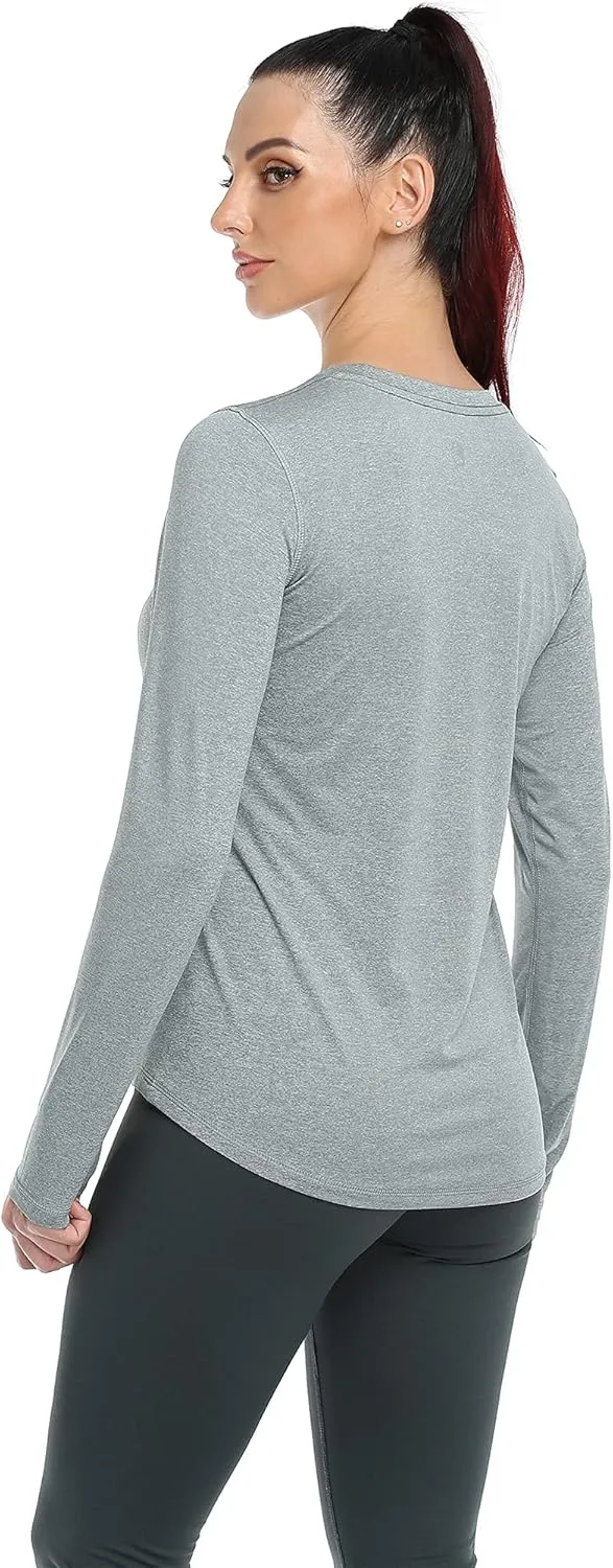 icyzone Long Sleeve Workout Shirts for Women - 3 Pack Athletic T Shirt, Running Exercise Yoga Tops