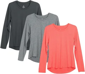 icyzone Long Sleeve Workout Shirts for Women - 3 Pack Athletic T Shirt, Running Exercise Yoga Tops