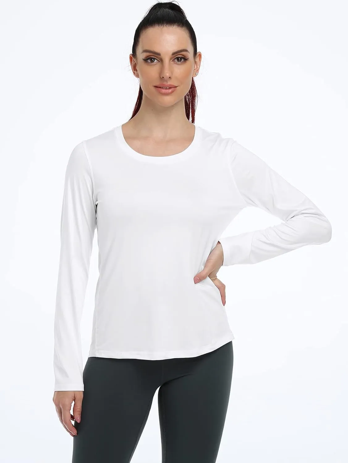 icyzone Long Sleeve Workout Shirts for Women - 3 Pack Athletic T Shirt, Running Exercise Yoga Tops