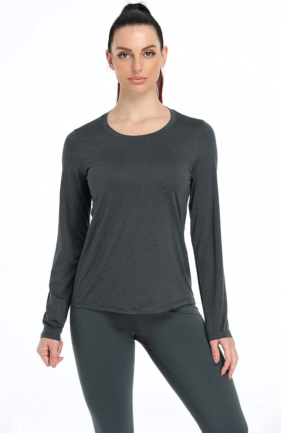 icyzone Long Sleeve Workout Shirts for Women - 3 Pack Athletic T Shirt, Running Exercise Yoga Tops