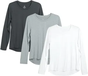 icyzone Long Sleeve Workout Shirts for Women - 3 Pack Athletic T Shirt, Running Exercise Yoga Tops
