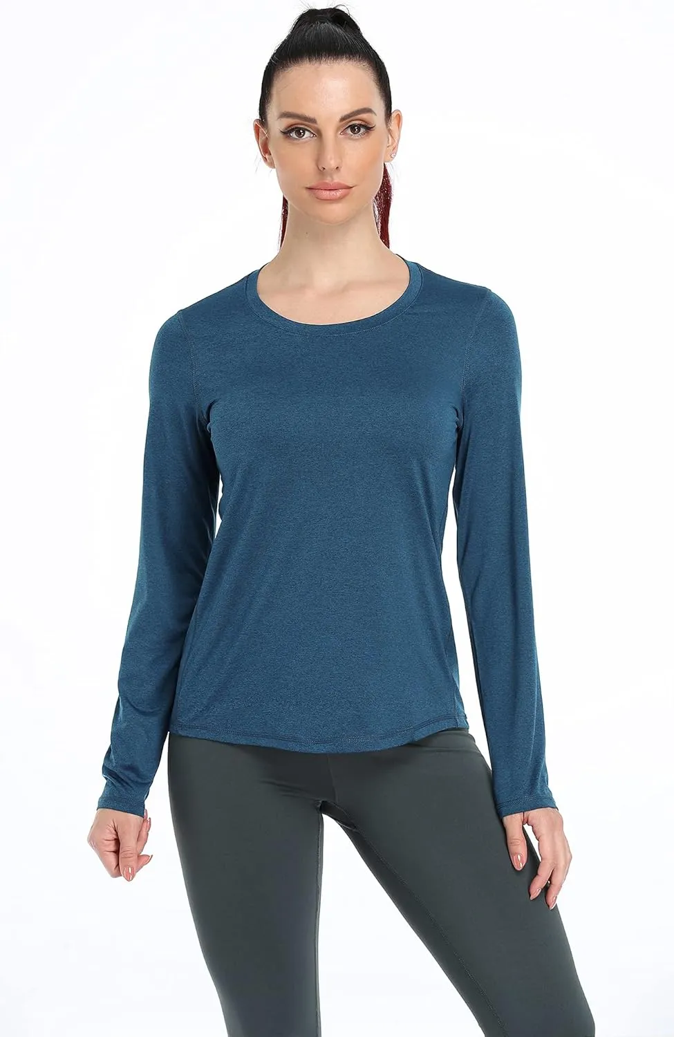 icyzone Long Sleeve Workout Shirts for Women - 3 Pack Athletic T Shirt, Running Exercise Yoga Tops