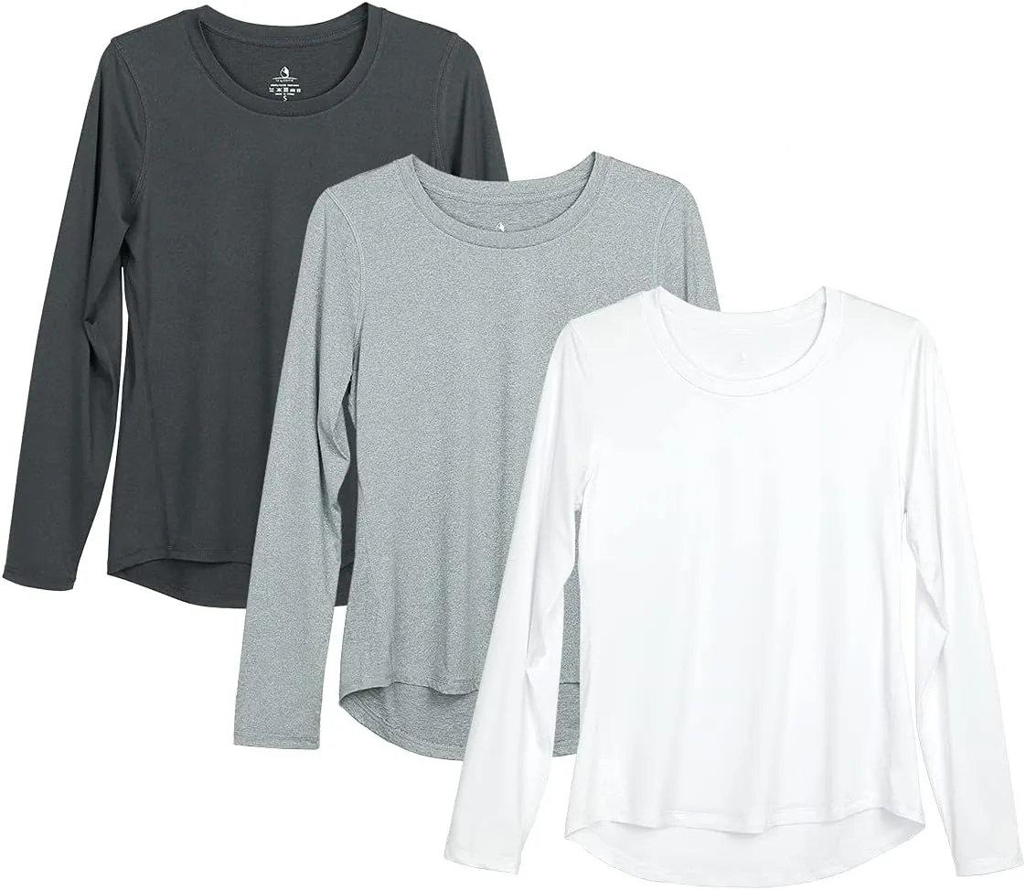 icyzone Long Sleeve Workout Shirts for Women - 3 Pack Athletic T Shirt, Running Exercise Yoga Tops
