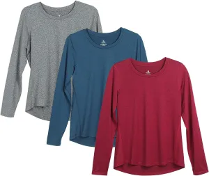 icyzone Long Sleeve Workout Shirts for Women - 3 Pack Athletic T Shirt, Running Exercise Yoga Tops