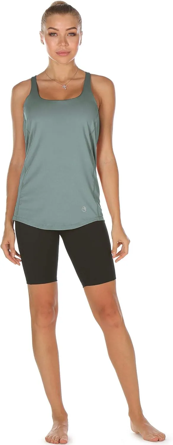 icyzone Workout Tank Tops Built in Bra - Women's Strappy Athletic Yoga Tops, Exercise Running Gym Shirts