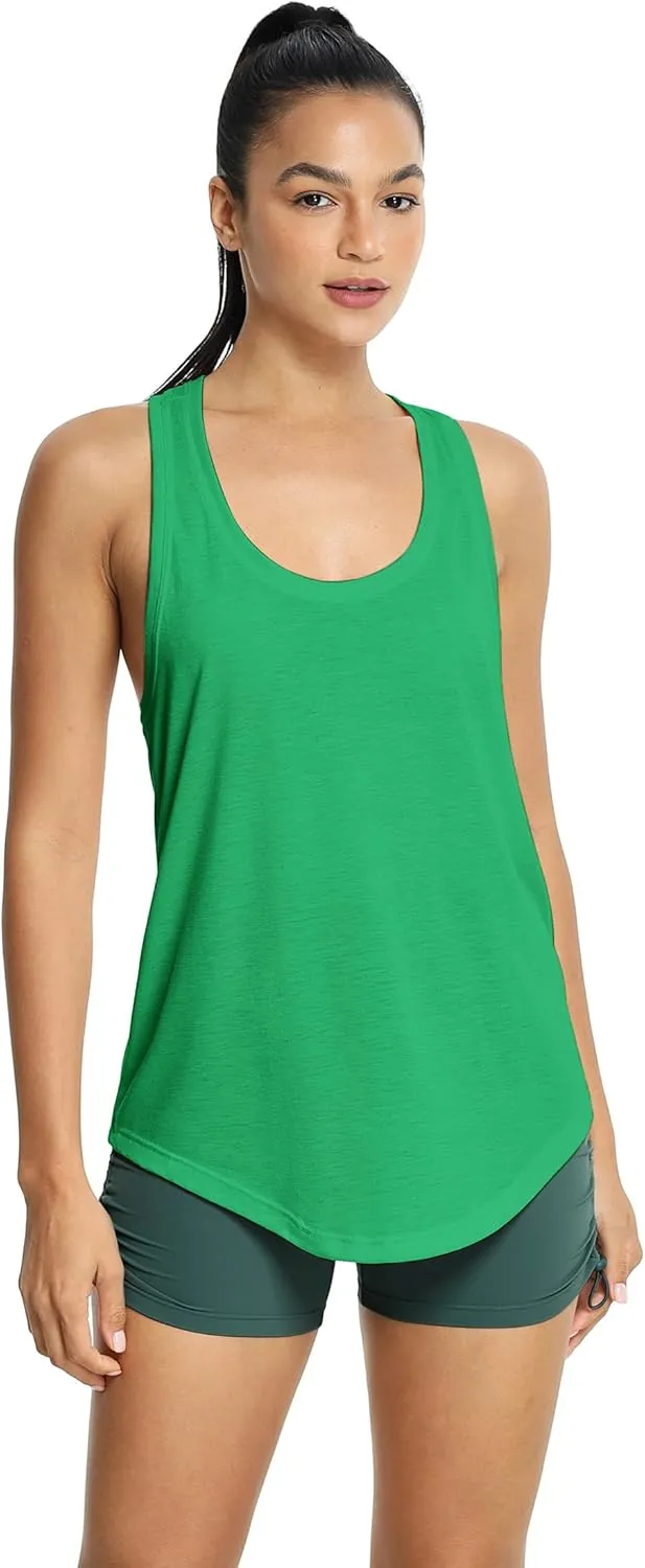 icyzone Workout Tank Tops for Women - Athletic Yoga Tops, Racerback Running Tank Top, Gym Exercise Shirts (Pack of 2)