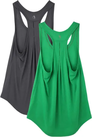 icyzone Workout Tank Tops for Women - Athletic Yoga Tops, Racerback Running Tank Top, Gym Exercise Shirts (Pack of 2)