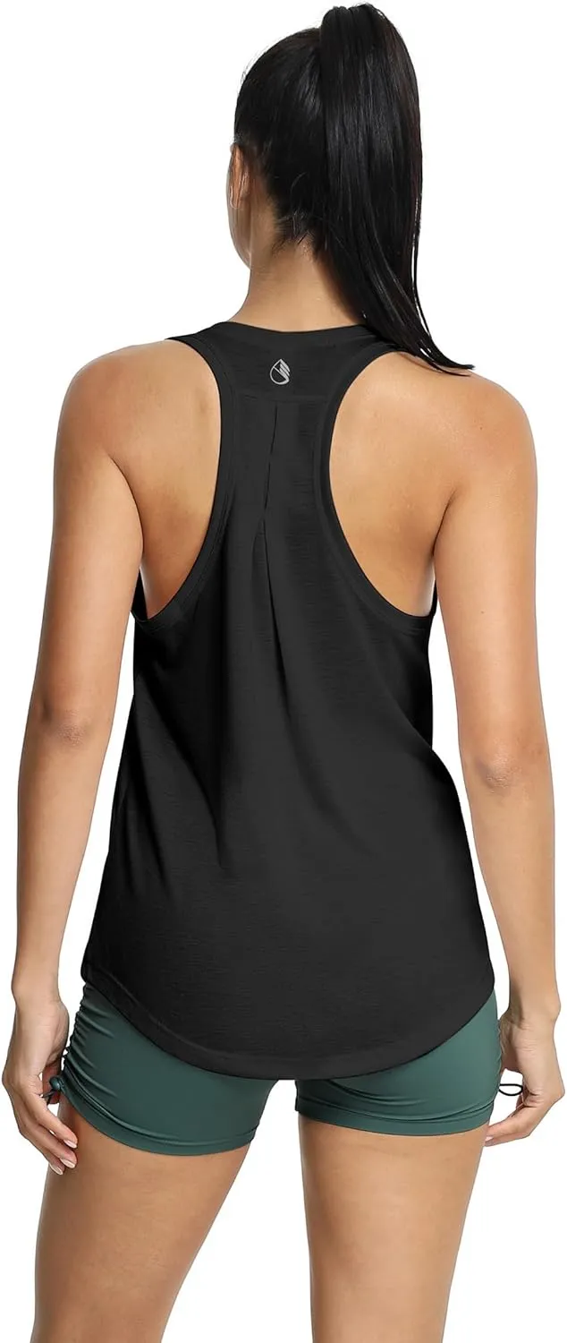 icyzone Workout Tank Tops for Women - Athletic Yoga Tops, Racerback Running Tank Top, Gym Exercise Shirts (Pack of 2)