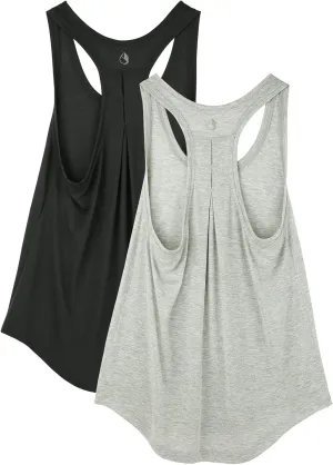 icyzone Workout Tank Tops for Women - Athletic Yoga Tops, Racerback Running Tank Top, Gym Exercise Shirts (Pack of 2)