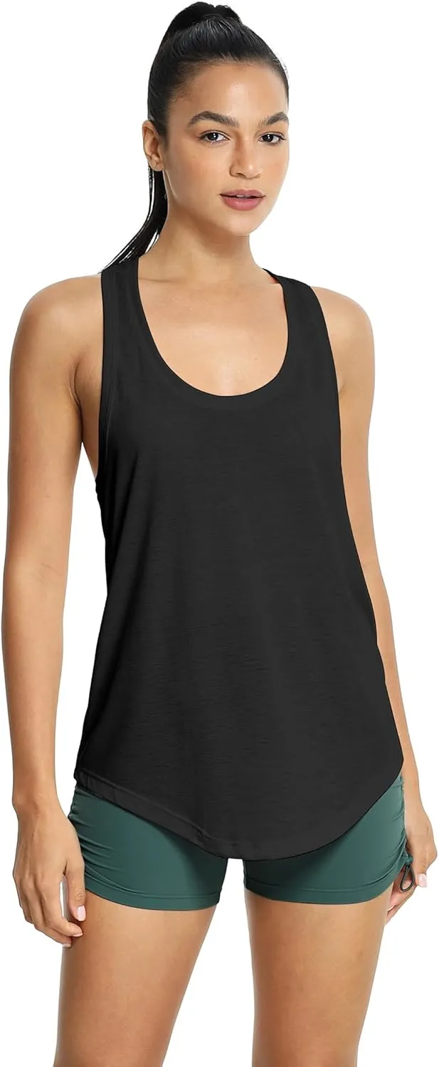 icyzone Workout Tank Tops for Women - Athletic Yoga Tops, Racerback Running Tank Top, Gym Exercise Shirts (Pack of 2)