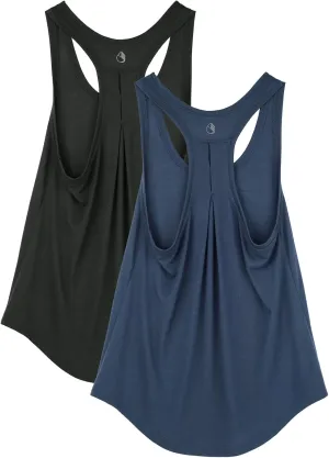 icyzone Workout Tank Tops for Women - Athletic Yoga Tops, Racerback Running Tank Top, Gym Exercise Shirts (Pack of 2)