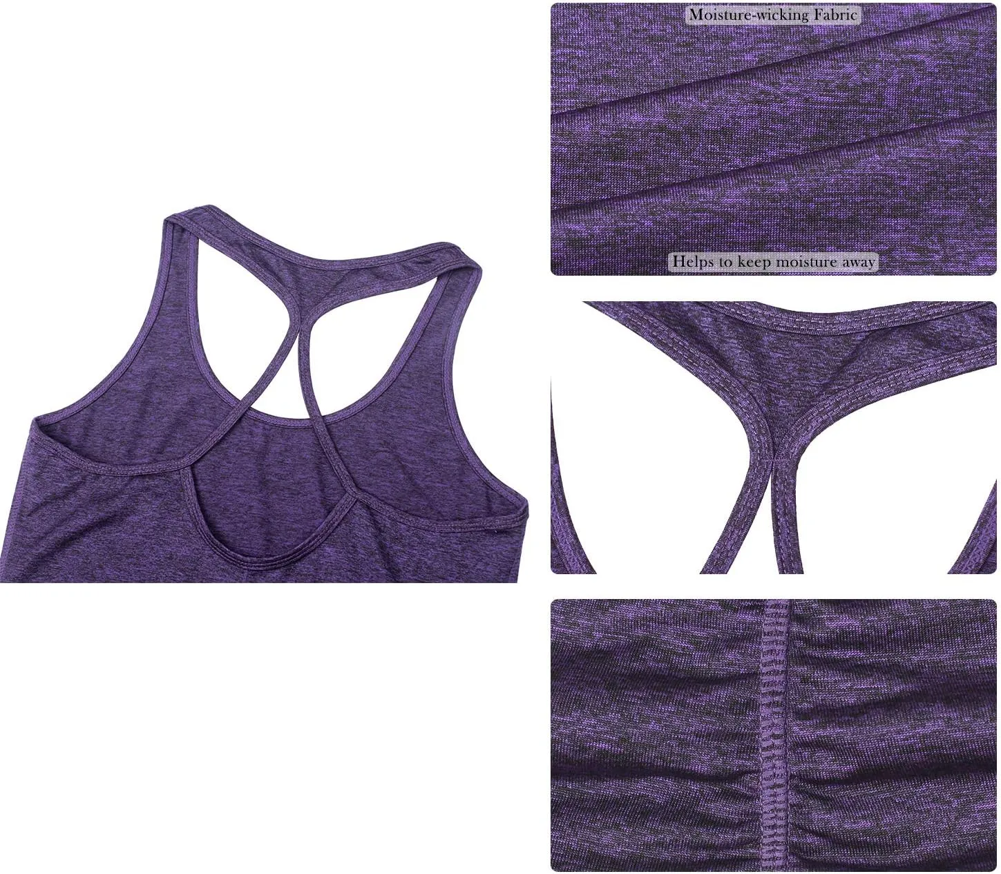 icyzone Workout Yoga Fitness Sports Racerback Tank Tops for Women