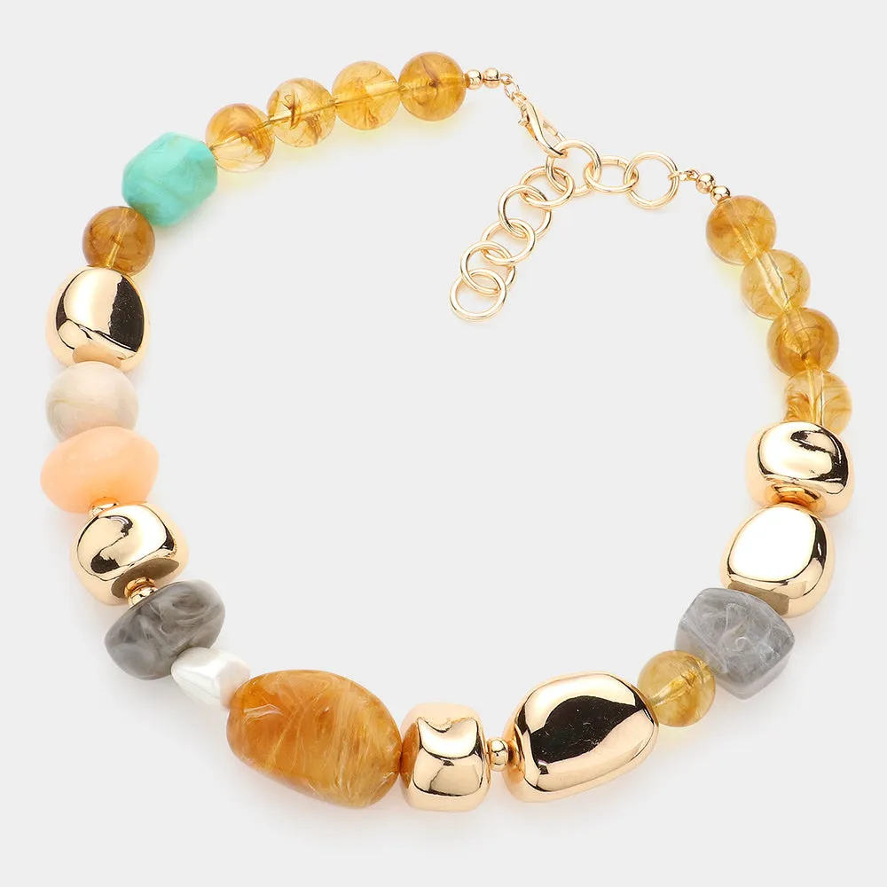 iLLASPARKZ Chunky Multi Pebble Beaded Necklace